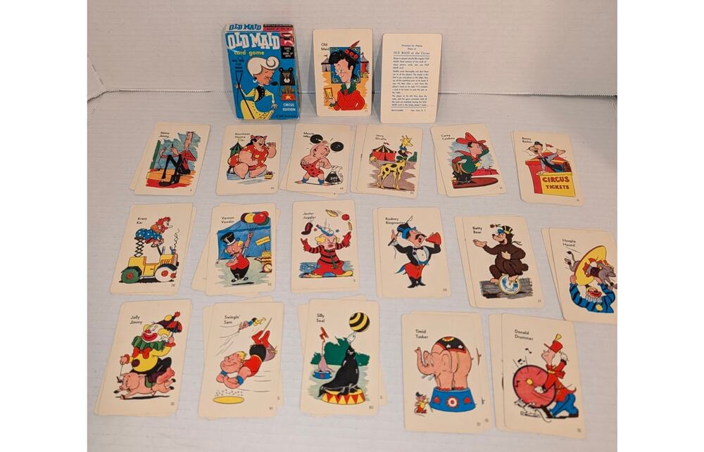 Vintage ED-U-CARDS 1959 Old Maid Card Game Circus Edition Complete In Box